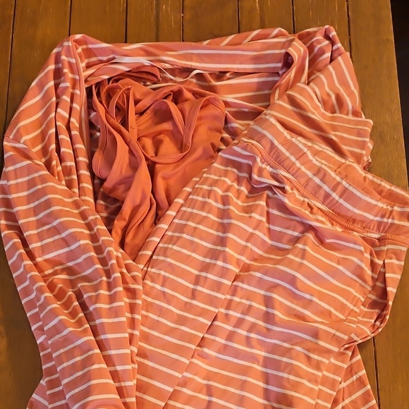 Striped Coral and White Loungewear Set - Picture 1 of 5